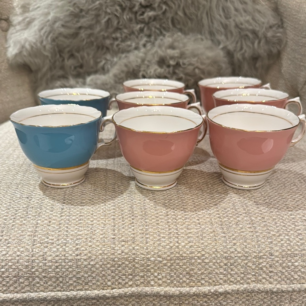 Colclough tea cups
Elegant Pink and Blue Teacup Set